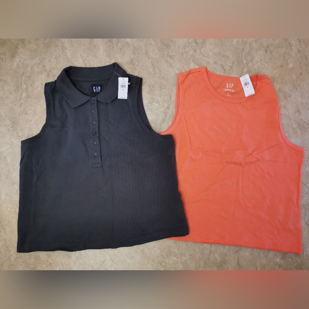 GAP Black Polo Tank and Orange Sleeveless Top